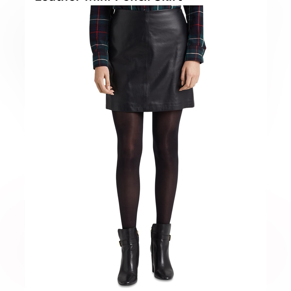 Black Leather Lined Mini Skirt - Size 6